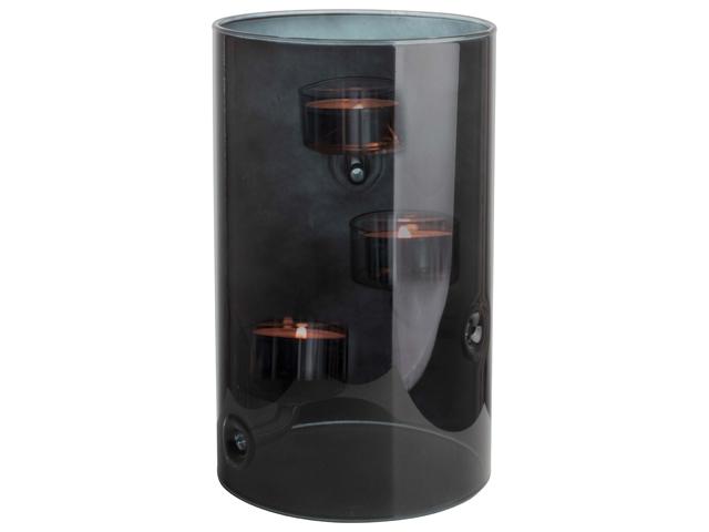 Theelichthouder glas grijs