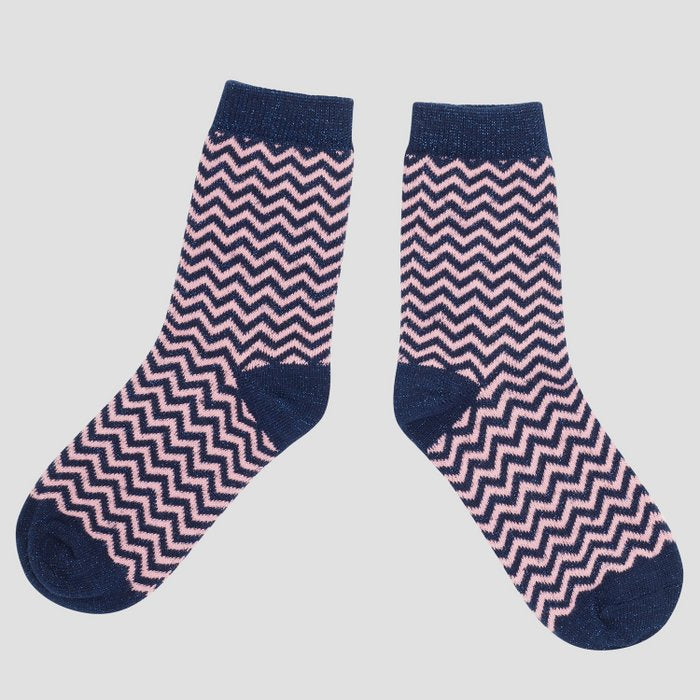 Sokken glitter roze blauw gestreept