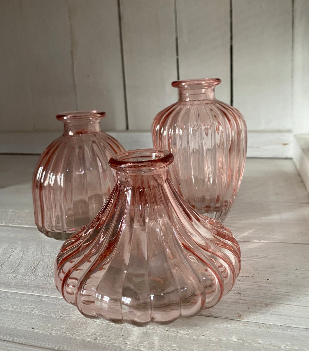 Set van 3 roze vaasjes