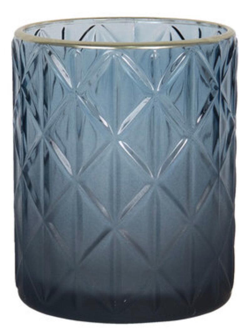 Theelichthouder blauw/goud