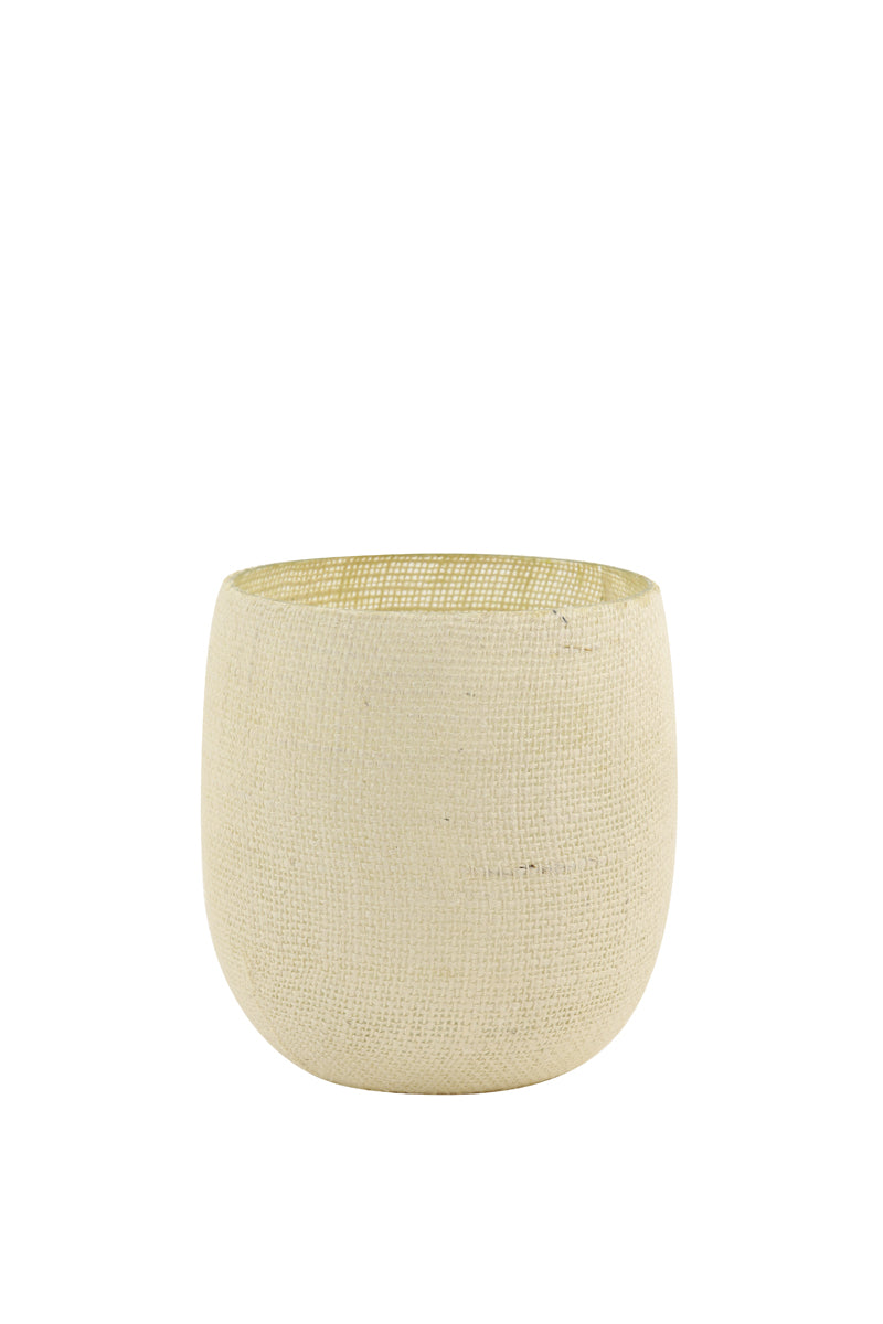 Windlicht jute wit
